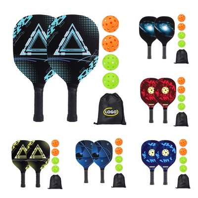 UV-Printed Pickleball Racket Set w/ Drawstring Bag