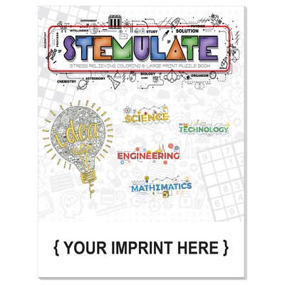 STEMulate - Stress Relieving Adult Coloring and Puzzle Book Combo